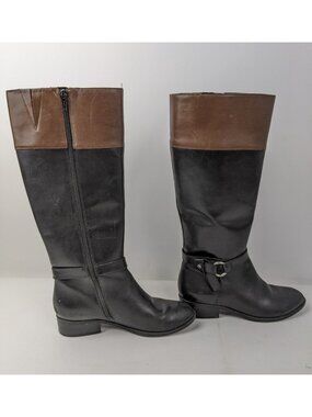 Ralph Lauren Makaila Black Leather Riding Boots Womens Size 6B Knee High